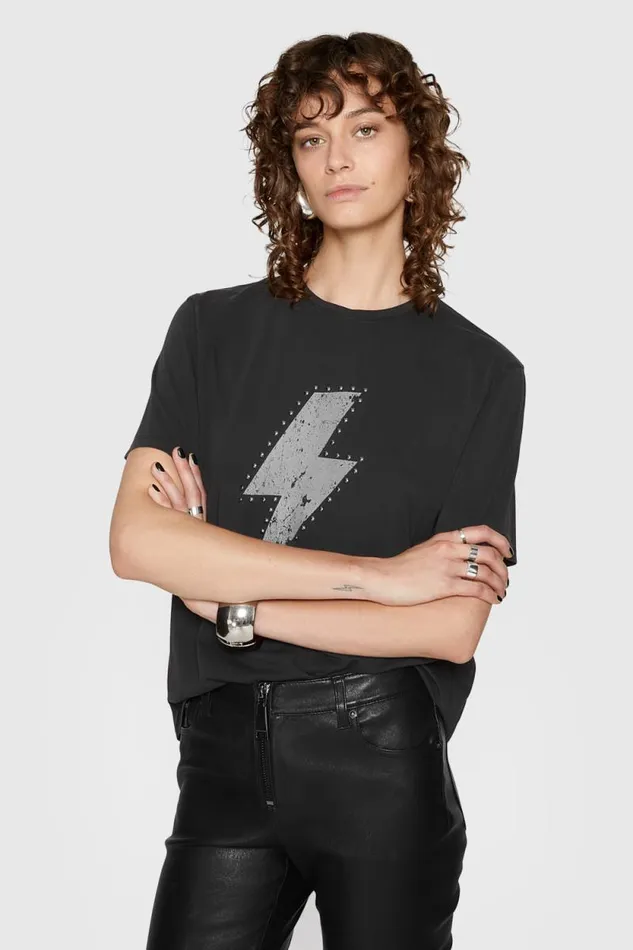 Women Rebecca Minkoff Tops Carly Boyfriend TShirt Acid Wash Black Women Rebecca Minkoff Tops Carly Boyfriend TShirt Acid Wash Black