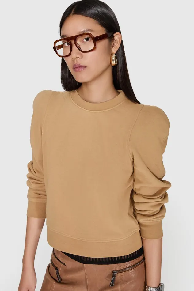 Women Rebecca Minkoff Tops Jade Sculpted Sweatshirt Oat Women Rebecca Minkoff Tops Jade Sculpted Sweatshirt Oat