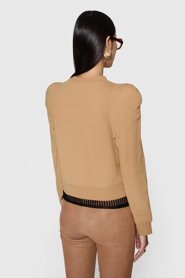 Women Rebecca Minkoff Tops Jade Sculpted Sweatshirt Oat Women Rebecca Minkoff Tops Jade Sculpted Sweatshirt Oat