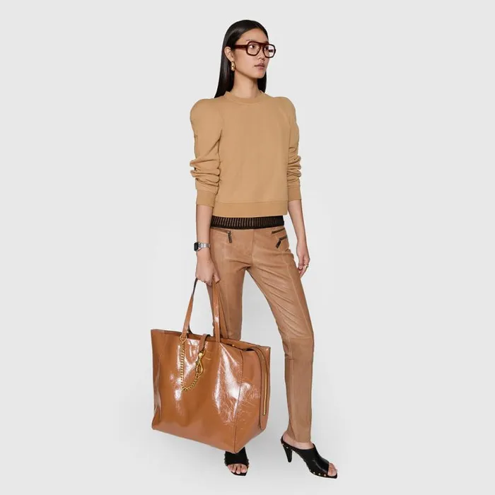 Women Rebecca Minkoff Tops Jade Sculpted Sweatshirt Oat Women Rebecca Minkoff Tops Jade Sculpted Sweatshirt Oat