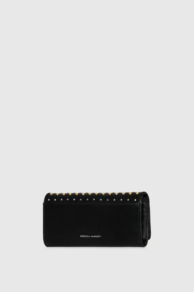 Women Rebecca Minkoff Wallets Studded Continental Wallet Black Women Rebecca Minkoff Wallets Studded Continental Wallet Black