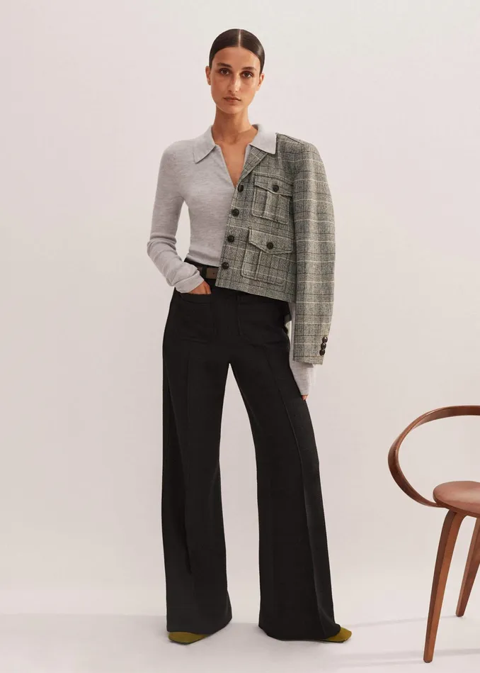 Women RegularLength Textured Subtle Flare Pant Black MEEM