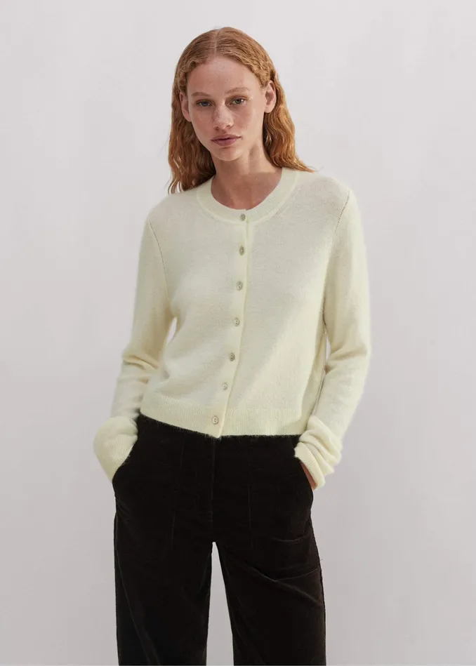 Women Responsible Alpaca Crop Cardigan Winter Citrus MEEM