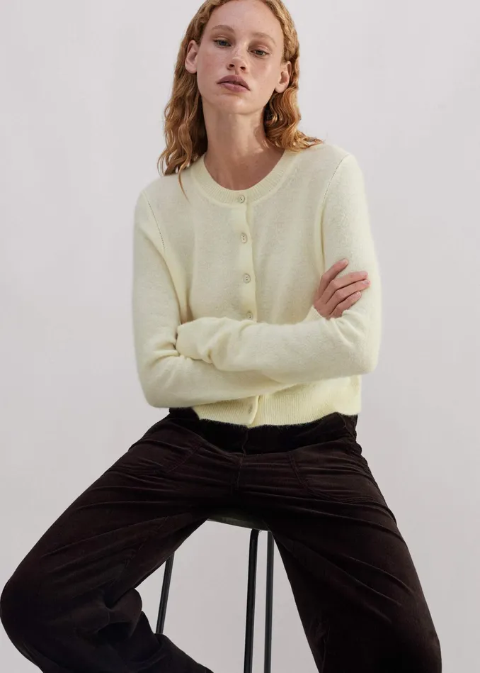 Women Responsible Alpaca Crop Cardigan Winter Citrus MEEM