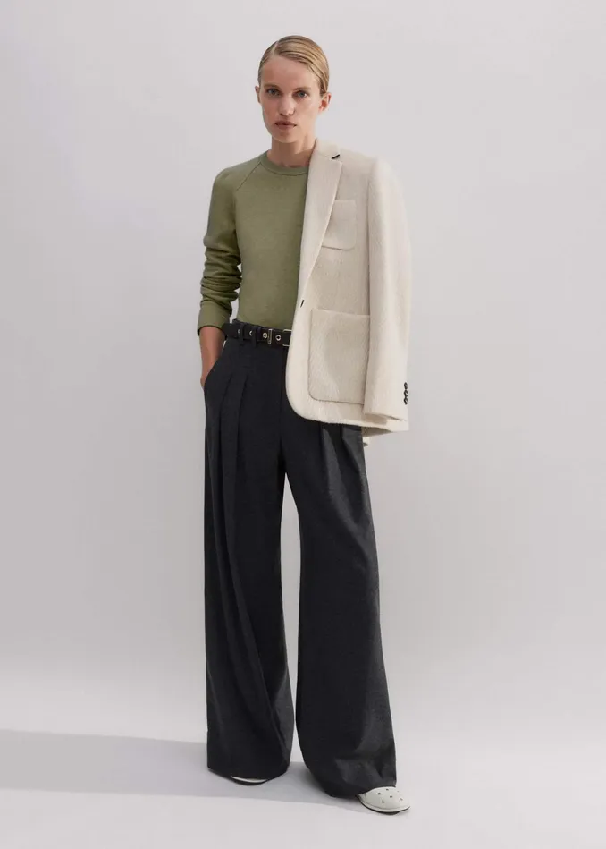 Women Rib Trim Feminine Sweatshirt Bright Olive MEEM