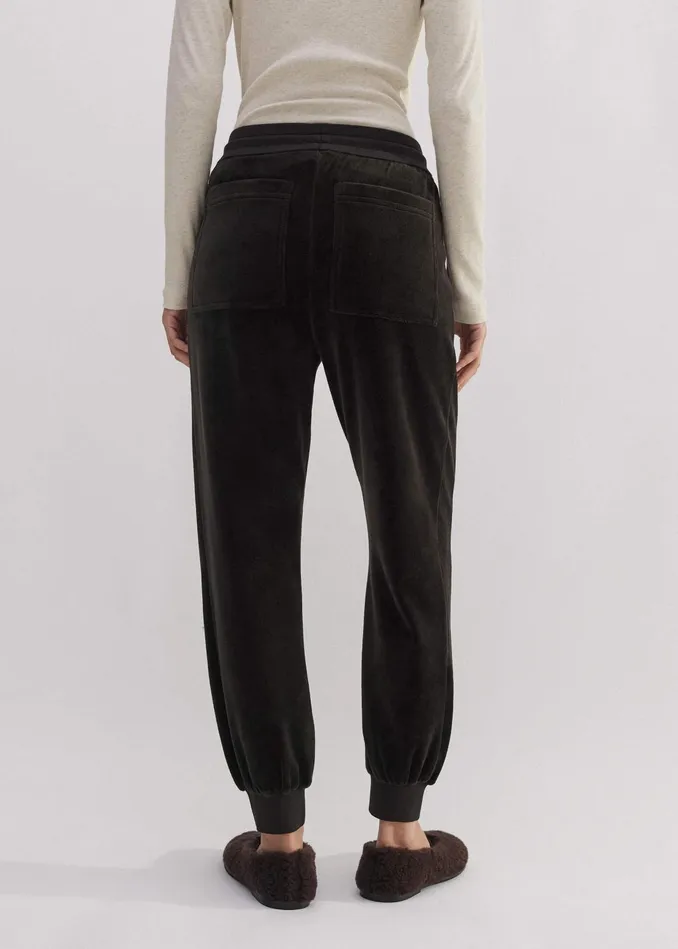 Women Rib Trim Velour Jogger Double Espresso MEEM