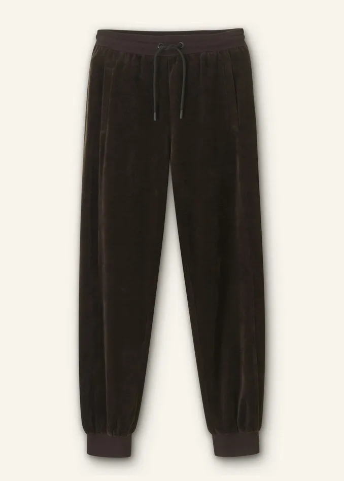 Women Rib Trim Velour Jogger Double Espresso MEEM