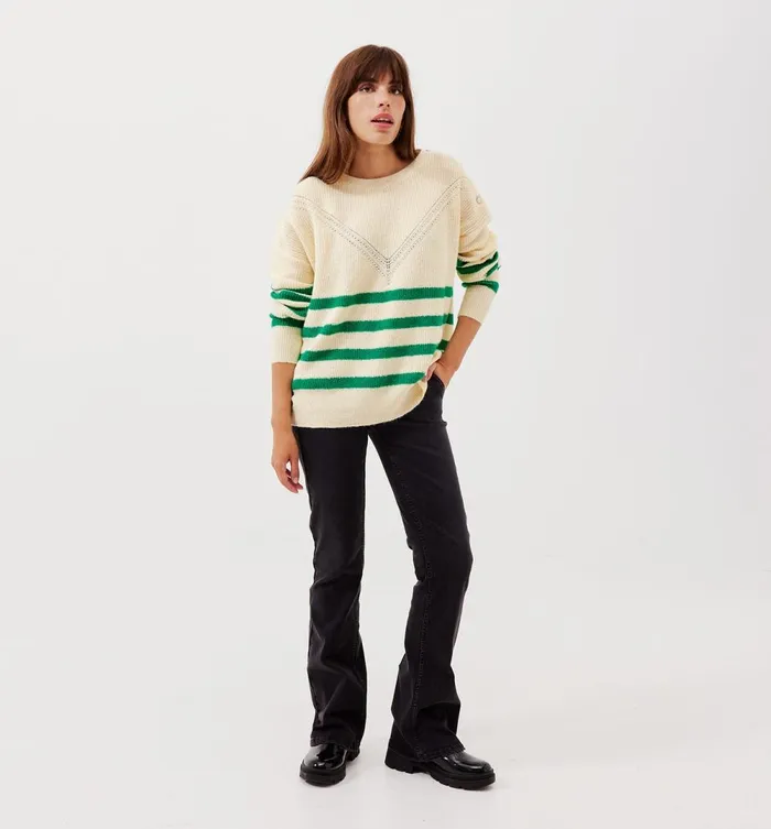 Women Ribbed Oversized Jumper 8211 Green Stripes Promod Jumpers And Cardigans Women Ribbed Oversized Jumper 8211 Green Stripes Promod Jumpers And Cardigans