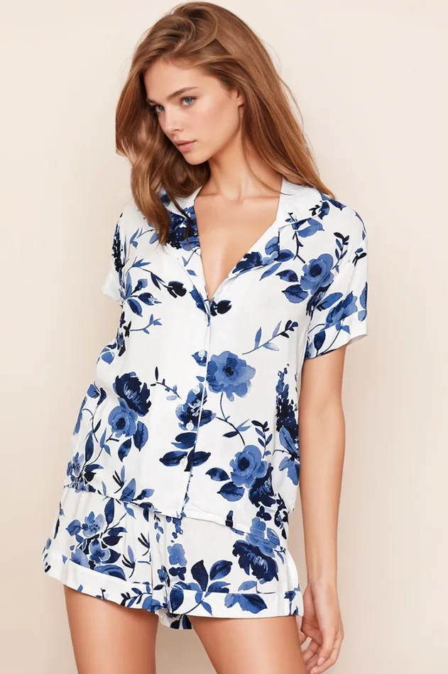 Women Robes and Pajamas YUMI KIM Floral Pajama Short Set Floral Pajama Set Watercolor Bouquet