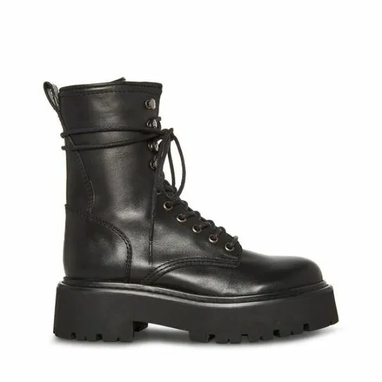 Women ROWEN BLACK LEATHER Black Leather Steve Madden Boots and Booties