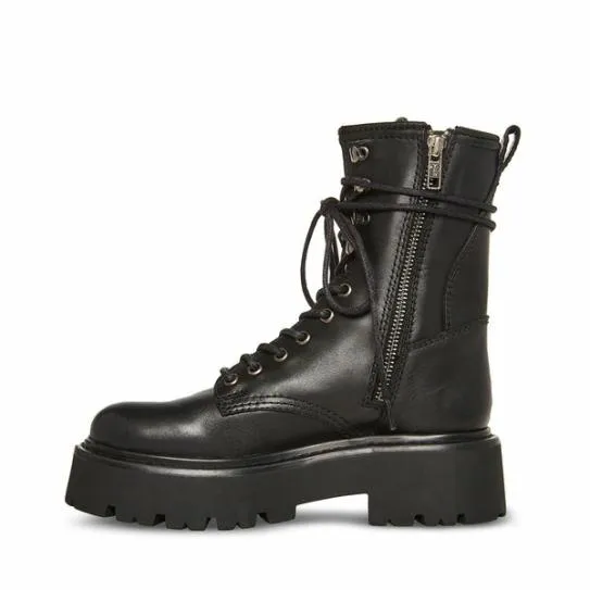 Women ROWEN BLACK LEATHER Black Leather Steve Madden Boots and Booties Women ROWEN BLACK LEATHER Black Leather Steve Madden Boots and Booties