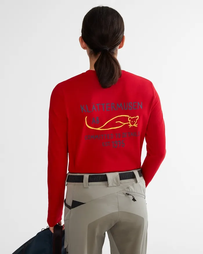 Women Runa Commitment Long Sleeve Tee True Red Klttermusen TShirts