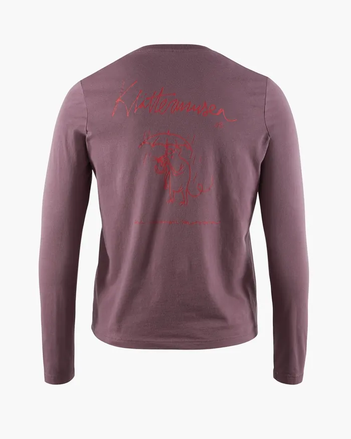 Women Runa Rain Mouse Organic Cotton Long Sleeve Tee Black Plum Klttermusen TShirts