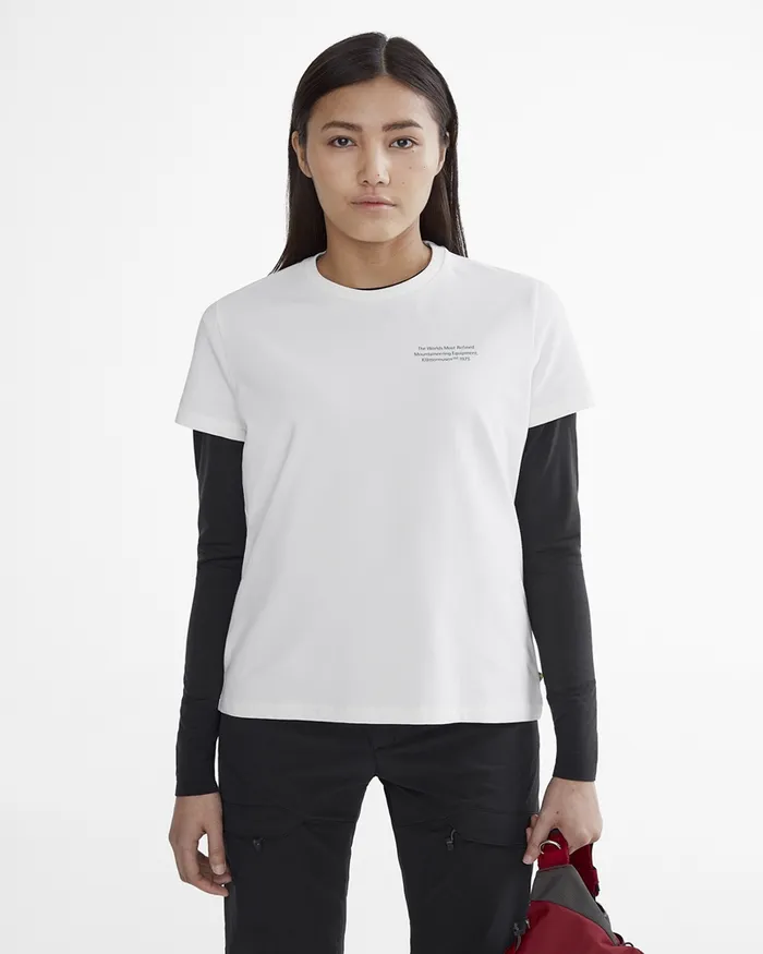 Women Runa Statement Legacy Short Sleeve Tee Snow Klttermusen TShirts