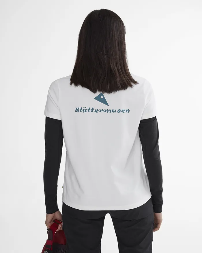Women Runa Statement Legacy Short Sleeve Tee Snow Klttermusen TShirts