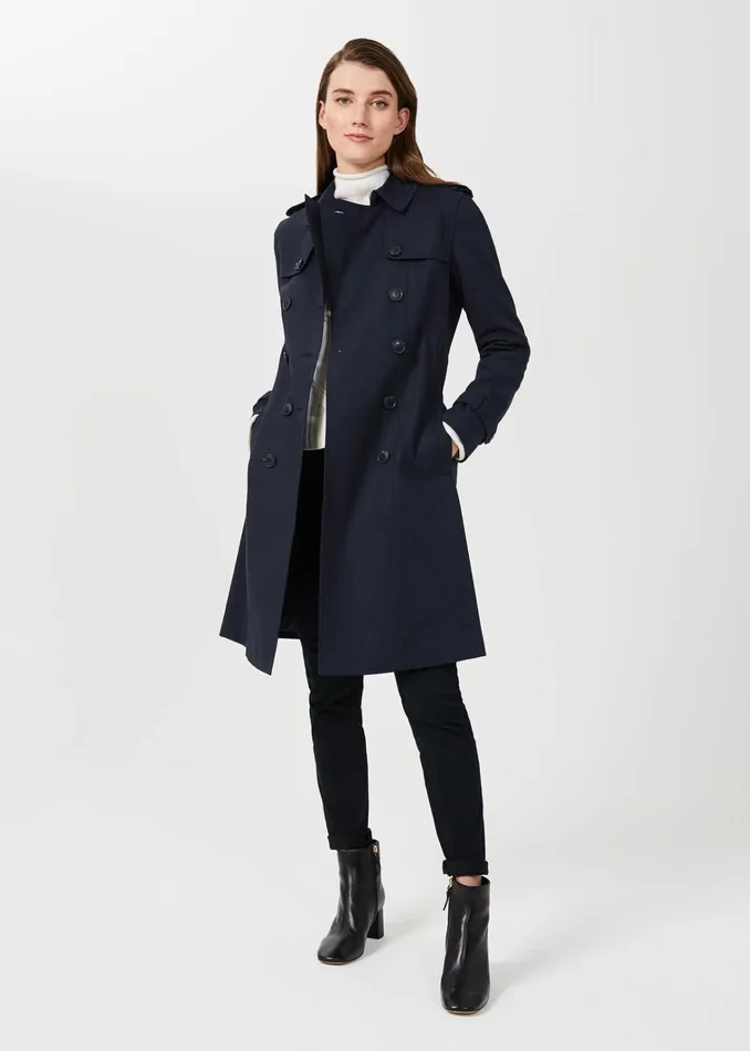Women Saskia Water Resistant Trench Coat Navy Hobbs Coats and Jackets