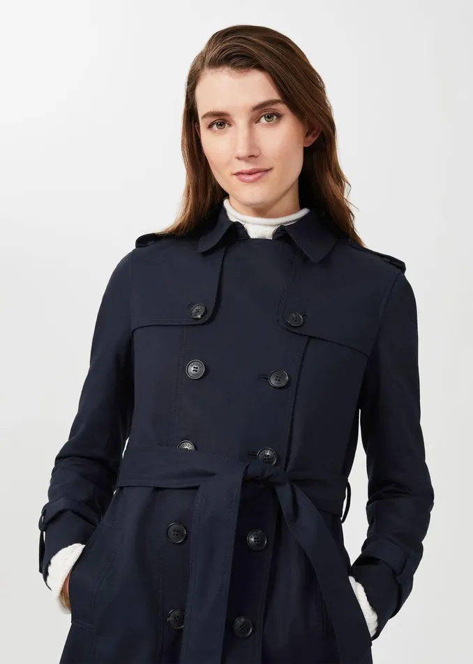 Women Saskia Water Resistant Trench Coat Navy Hobbs Coats and Jackets