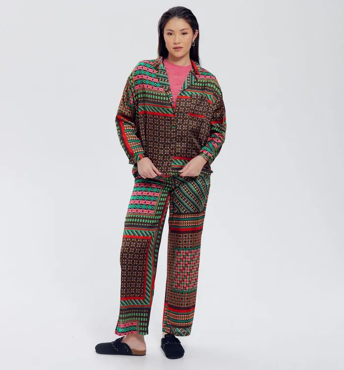 Women Satin Shirt 8211 Blue Print Promod Shirts And Tunics