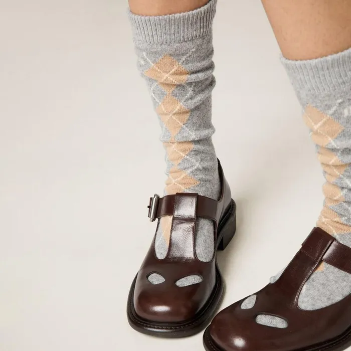 Women Scarves And Socks Miu Miu Wool And Cashmere Socks Slate Gray Women Scarves And Socks Miu Miu Wool And Cashmere Socks Slate Gray