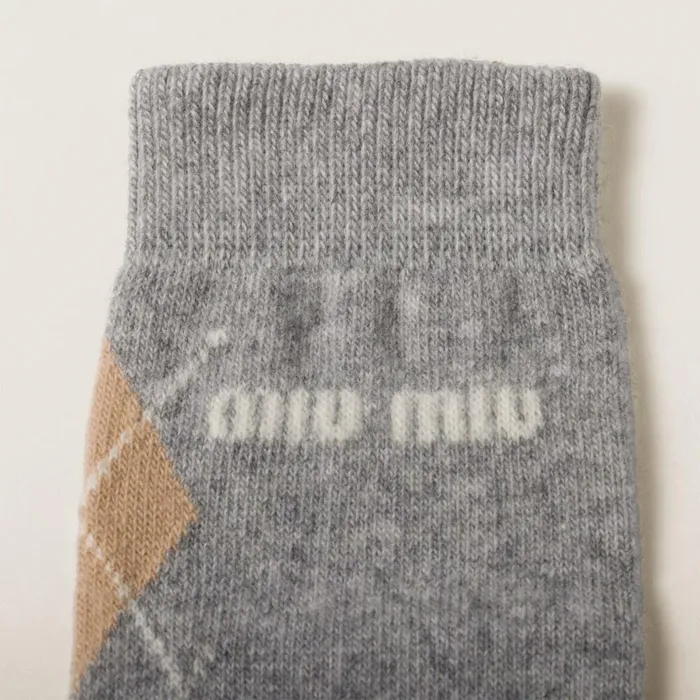 Women Scarves And Socks Miu Miu Wool And Cashmere Socks Slate Gray Women Scarves And Socks Miu Miu Wool And Cashmere Socks Slate Gray