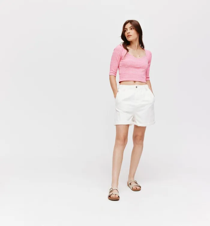 Women Shaped Top 8211 Neon Pink Promod Tops Women Shaped Top 8211 Neon Pink Promod Tops