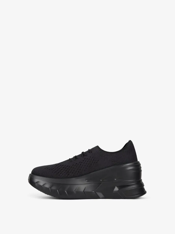 Women Shark Lock Givenchy Marshmallow Wedge Sneakers In Rubber And Knit Black Women Shark Lock Givenchy Marshmallow Wedge Sneakers In Rubber And Knit Black