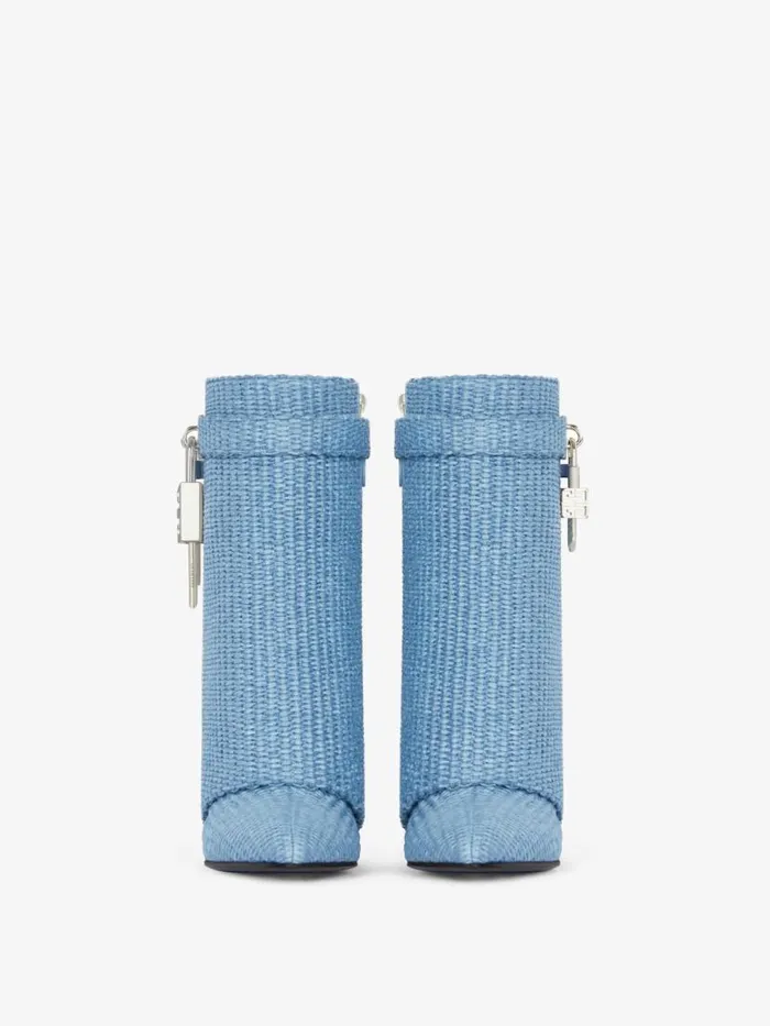 Women Shark Lock Givenchy Shark Lock Ankle Boots In Raffia Denim Blue Women Shark Lock Givenchy Shark Lock Ankle Boots In Raffia Denim Blue