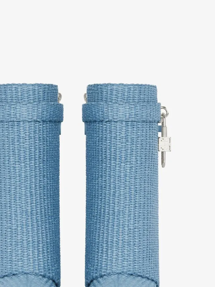 Women Shark Lock Givenchy Shark Lock Ankle Boots In Raffia Denim Blue Women Shark Lock Givenchy Shark Lock Ankle Boots In Raffia Denim Blue