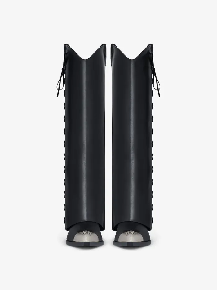 Women Shark Lock Givenchy Shark Lock Cowboy Boots In Corset Style Leather Black Women Shark Lock Givenchy Shark Lock Cowboy Boots In Corset Style Leather Black