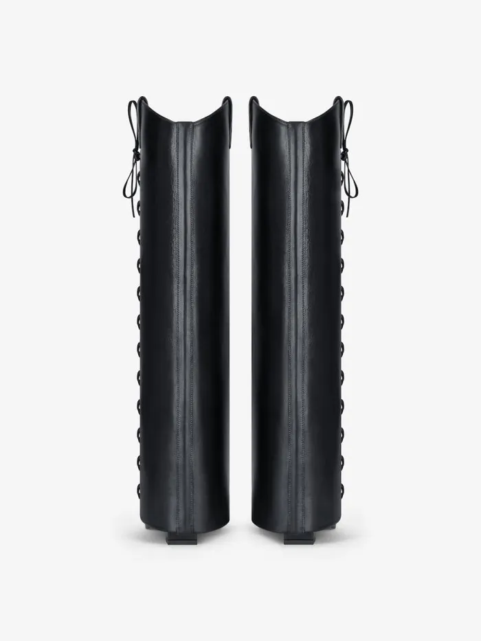 Women Shark Lock Givenchy Shark Lock Cowboy Boots In Corset Style Leather Black Women Shark Lock Givenchy Shark Lock Cowboy Boots In Corset Style Leather Black