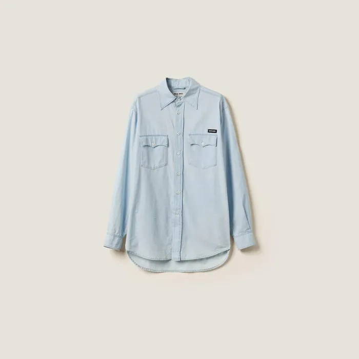 Women Shirts And Tops Miu Miu Chambray Shirt Light Blue