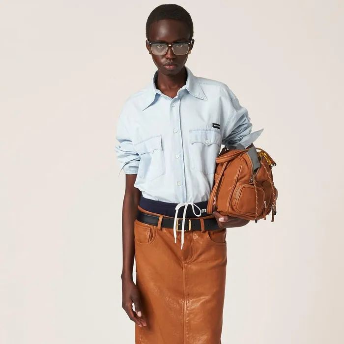Women Shirts And Tops Miu Miu Chambray Shirt Light Blue Women Shirts And Tops Miu Miu Chambray Shirt Light Blue
