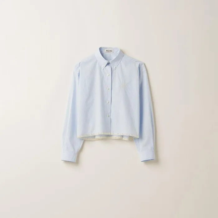 Women Shirts And Tops Miu Miu Poplin Shirt Whitelight Blue