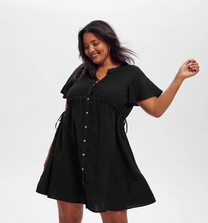 Women Short Flared Dress 8211 Black Promod Dresses