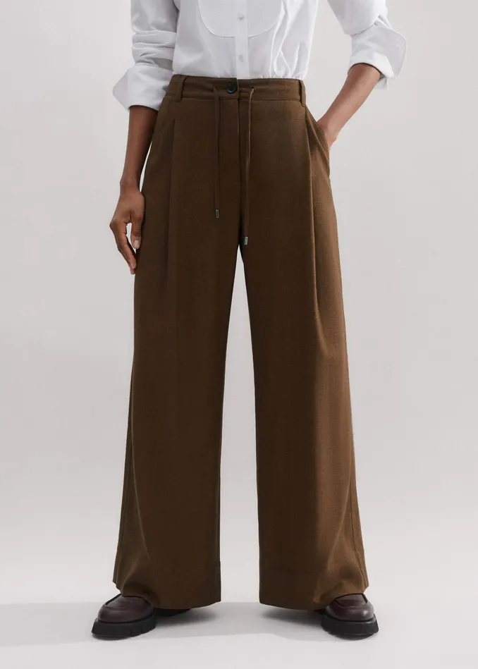 Women ShortLength Relaxed Drawcord Man Pant Deep Camel MEEM