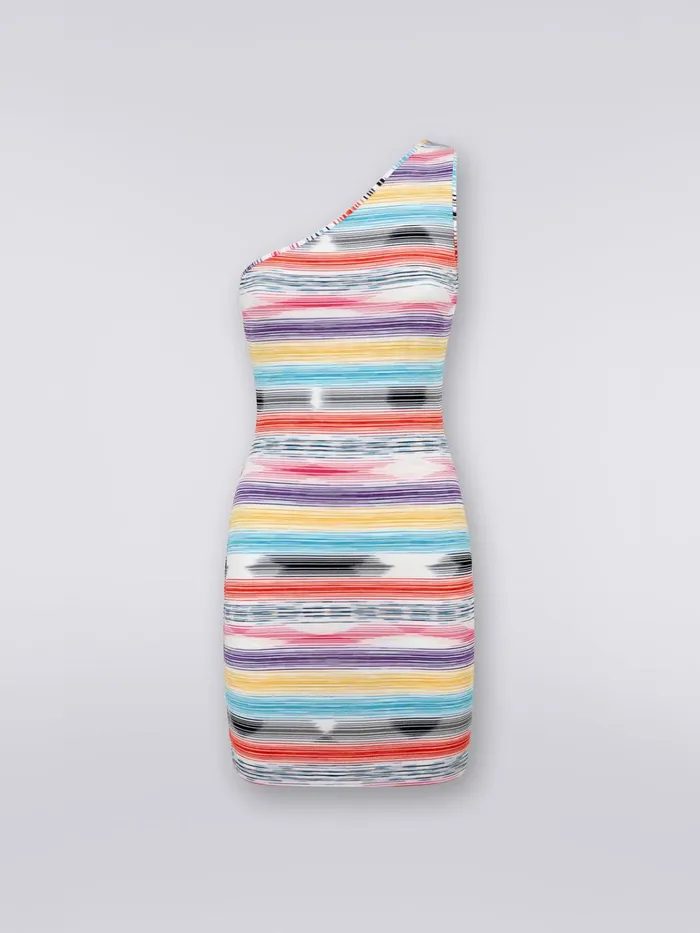 Women Short OneShoulder Slub Cover Up Multicoloured Missoni Beachwear
