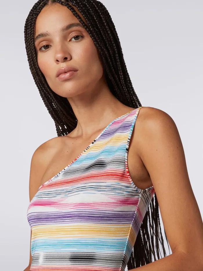 Women Short OneShoulder Slub Cover Up Multicoloured Missoni Beachwear