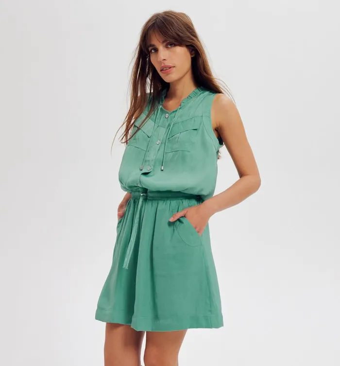 Women Short Satin Dress 8211 Turquoise Promod Dresses