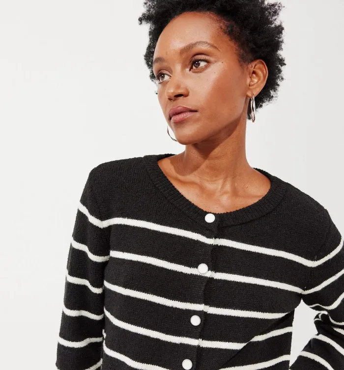 Women Short Striped Cardigan 8211 Ecru Stripes Promod Jumpers And Cardigans Women Short Striped Cardigan 8211 Ecru Stripes Promod Jumpers And Cardigans