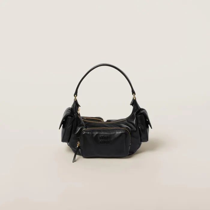 Women Shoulder Bags Miu Miu Nappa Leather Pocket Bag Black