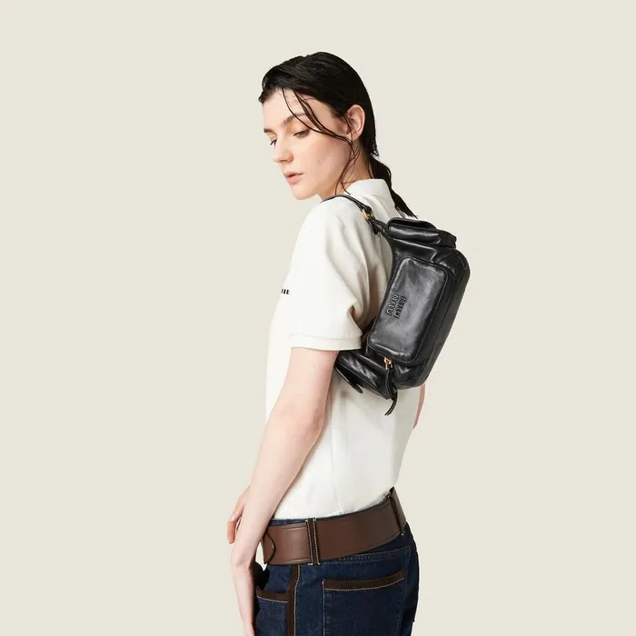 Women Shoulder Bags Miu Miu Nappa Leather Pocket Bag Black Women Shoulder Bags Miu Miu Nappa Leather Pocket Bag Black