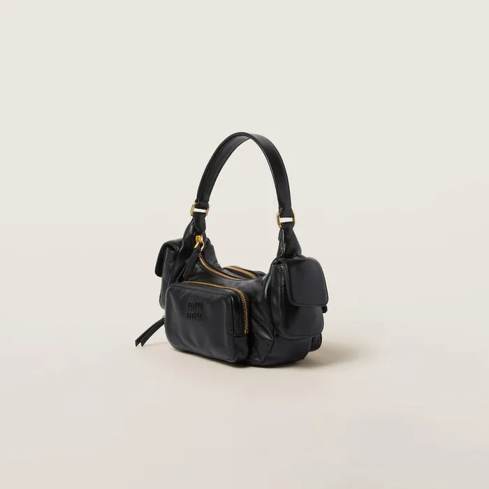 Women Shoulder Bags Miu Miu Nappa Leather Pocket Bag Black Women Shoulder Bags Miu Miu Nappa Leather Pocket Bag Black