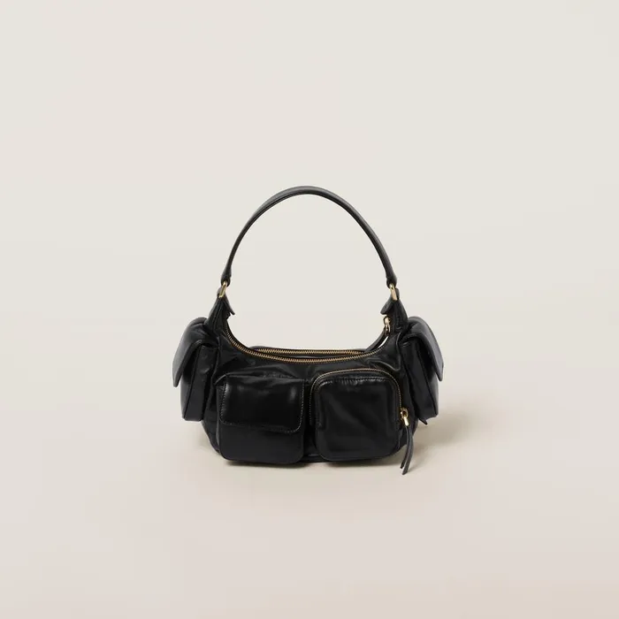 Women Shoulder Bags Miu Miu Nappa Leather Pocket Bag Black Women Shoulder Bags Miu Miu Nappa Leather Pocket Bag Black
