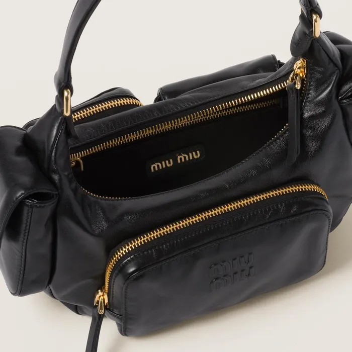 Women Shoulder Bags Miu Miu Nappa Leather Pocket Bag Black Women Shoulder Bags Miu Miu Nappa Leather Pocket Bag Black