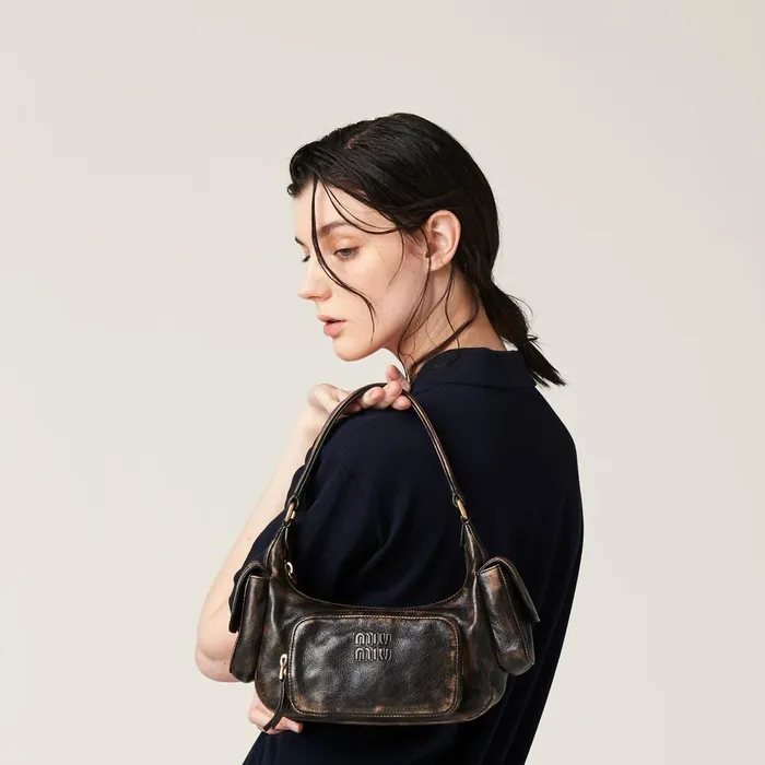 Women Shoulder Bags Miu Miu Nappa Leather Pocket Bag Coffee Women Shoulder Bags Miu Miu Nappa Leather Pocket Bag Coffee