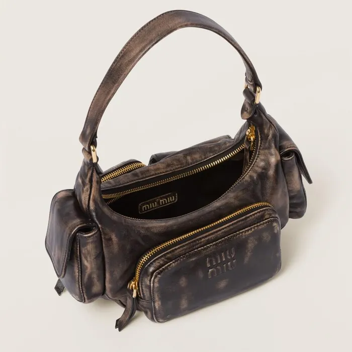 Women Shoulder Bags Miu Miu Nappa Leather Pocket Bag Coffee Women Shoulder Bags Miu Miu Nappa Leather Pocket Bag Coffee