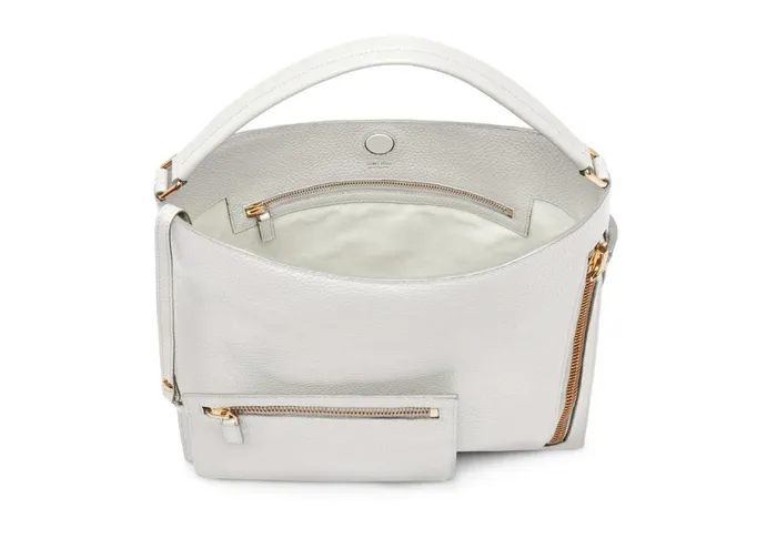 Women Shoulder Bags Tom Ford Grain Leather Small Alix Hobo Chalk Women Shoulder Bags Tom Ford Grain Leather Small Alix Hobo Chalk
