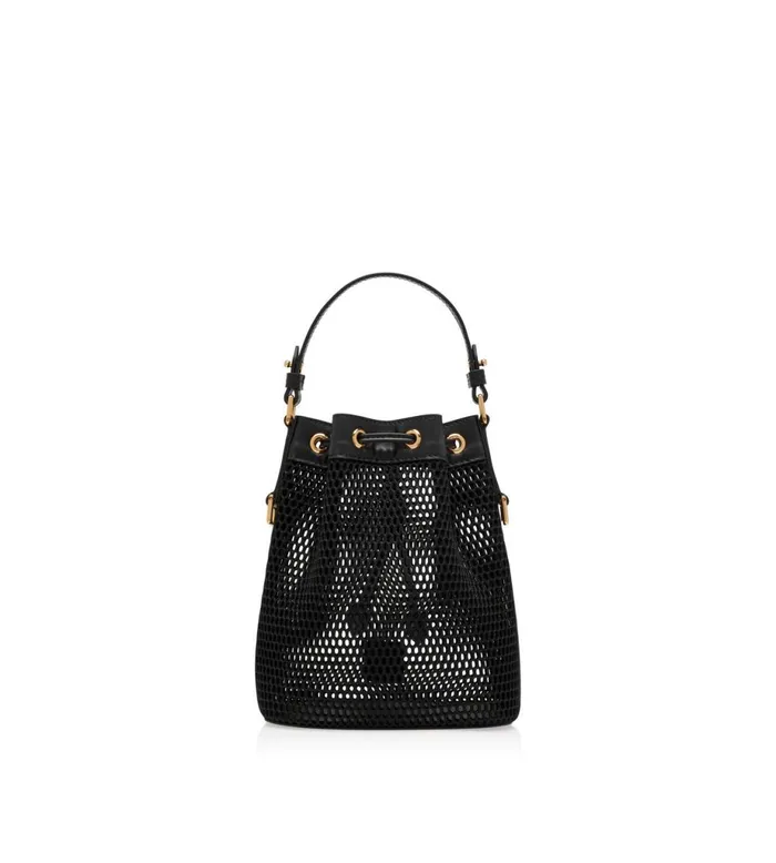 Women Shoulder Bags Tom Ford Mesh And Leather Disco Small Bucket On Chain Black Women Shoulder Bags Tom Ford Mesh And Leather Disco Small Bucket On Chain Black
