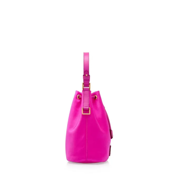Women Shoulder Bags Tom Ford Satin Disco Small Bucket On Chain Hot Pink Women Shoulder Bags Tom Ford Satin Disco Small Bucket On Chain Hot Pink