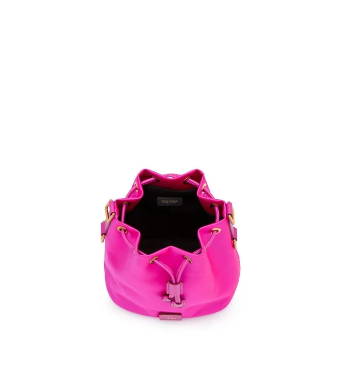 Women Shoulder Bags Tom Ford Satin Disco Small Bucket On Chain Hot Pink Women Shoulder Bags Tom Ford Satin Disco Small Bucket On Chain Hot Pink
